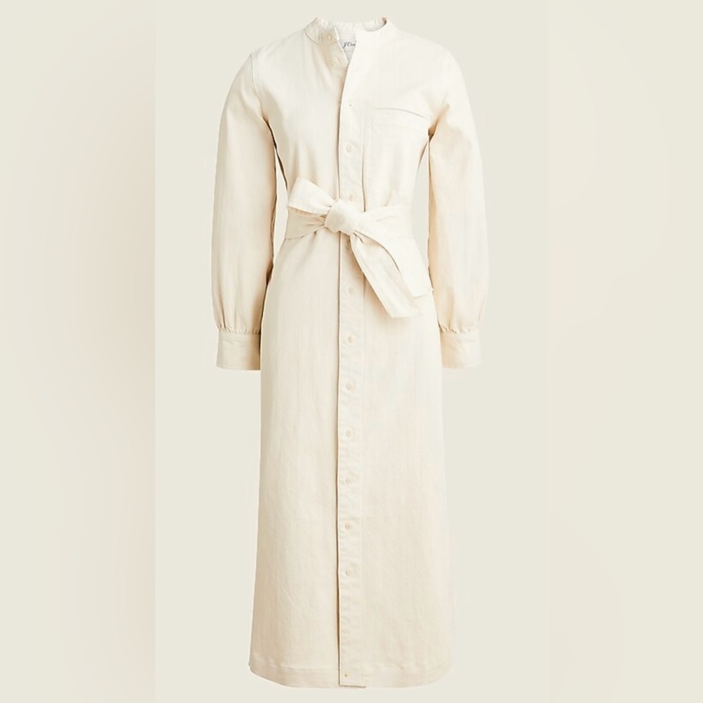 J.Crew Cream Shirtdress in Stretch Denim Twill NWT Size 6